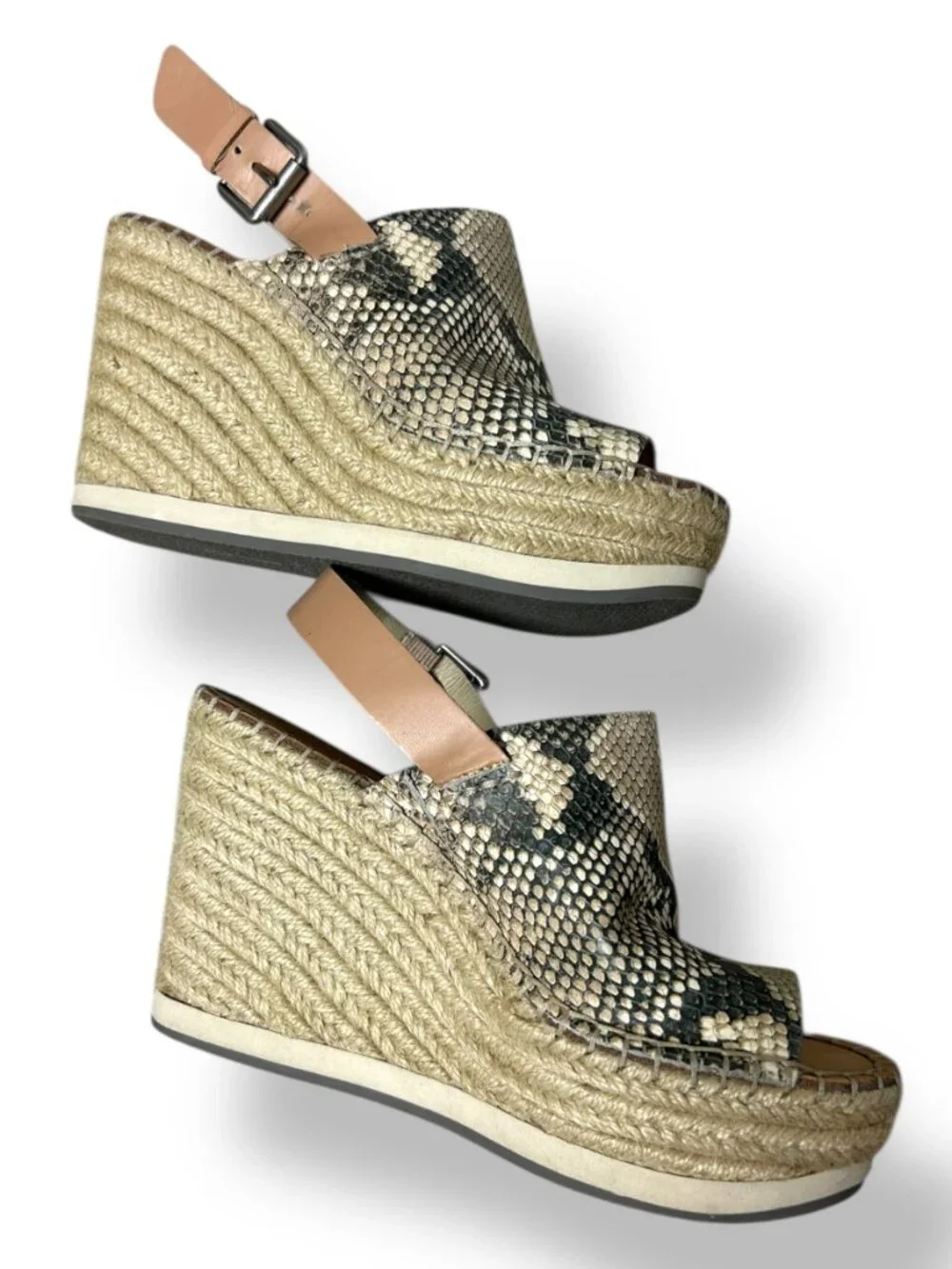 Dolce Vita Shan Peep Toe Snake Print Platform Sandal Sz 6